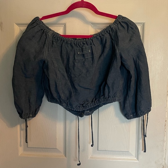 Jean Paul Guiltier off the shoulder denim crop top - Picture 8 of 14